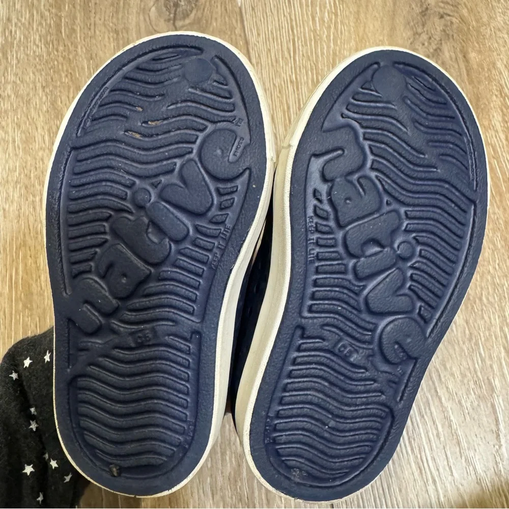 Native Shoes Kids Navy Blue Slip-On Water Shoes with White Toe